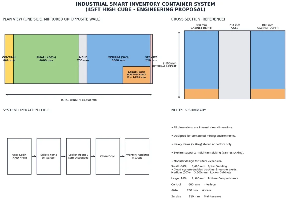 RFID login locker opening and cloud inventory workflow for industrial inventory container
