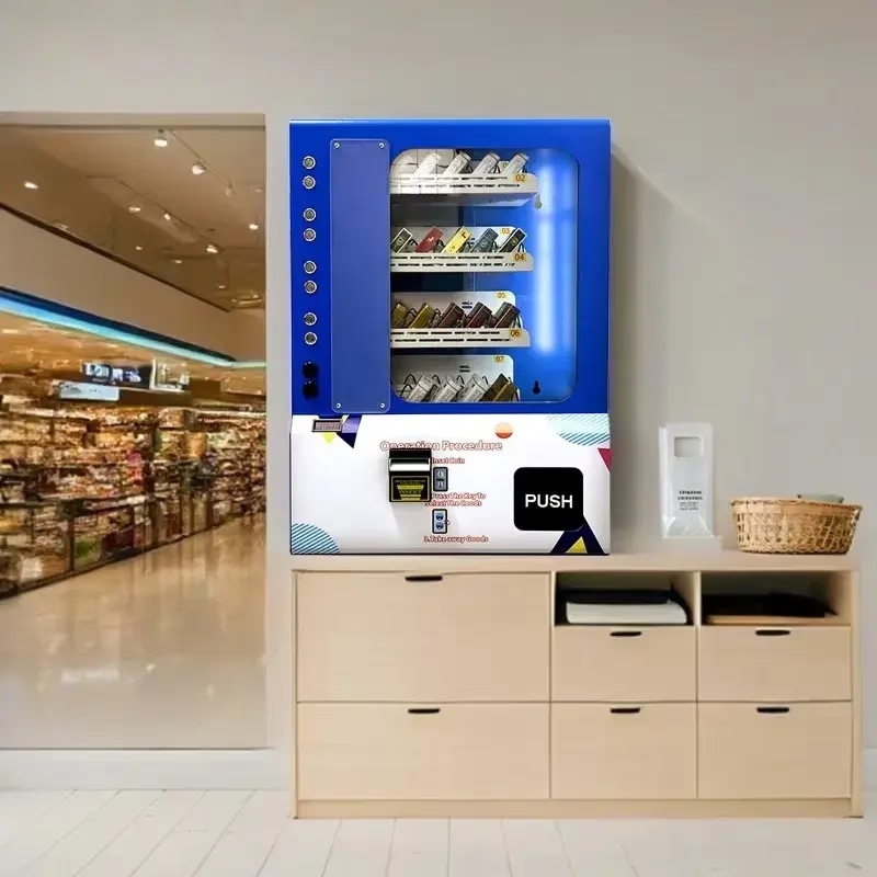 Wall-mounted tobacco dispensing mechanism shown as a hardware reference; Norwegian implementation requires concealed products and employee supervision.